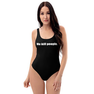 We Kill people. One-Piece Swimsuit (Black & White)