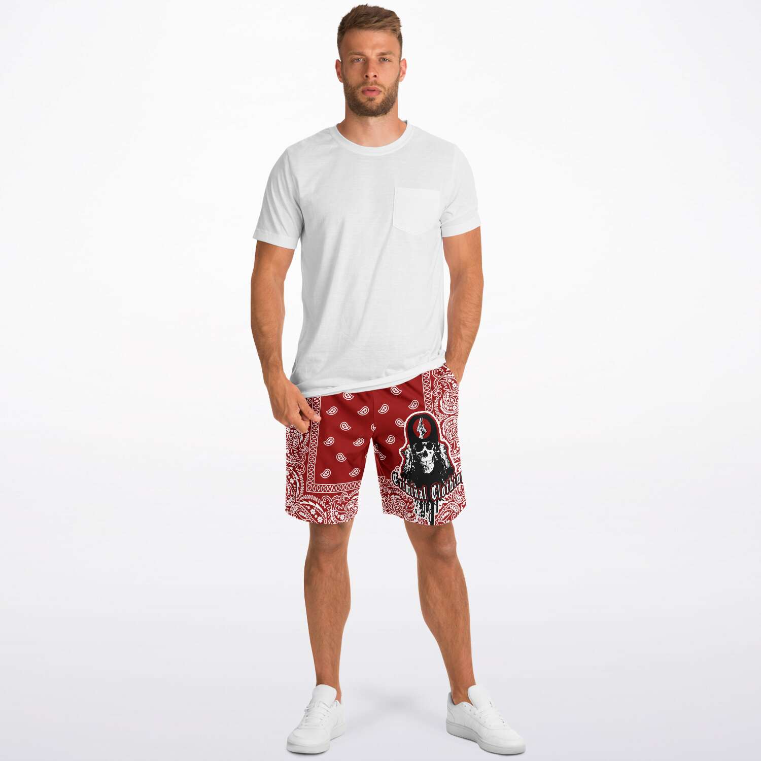 CNO Bandana Print Shorts (Blood Red)