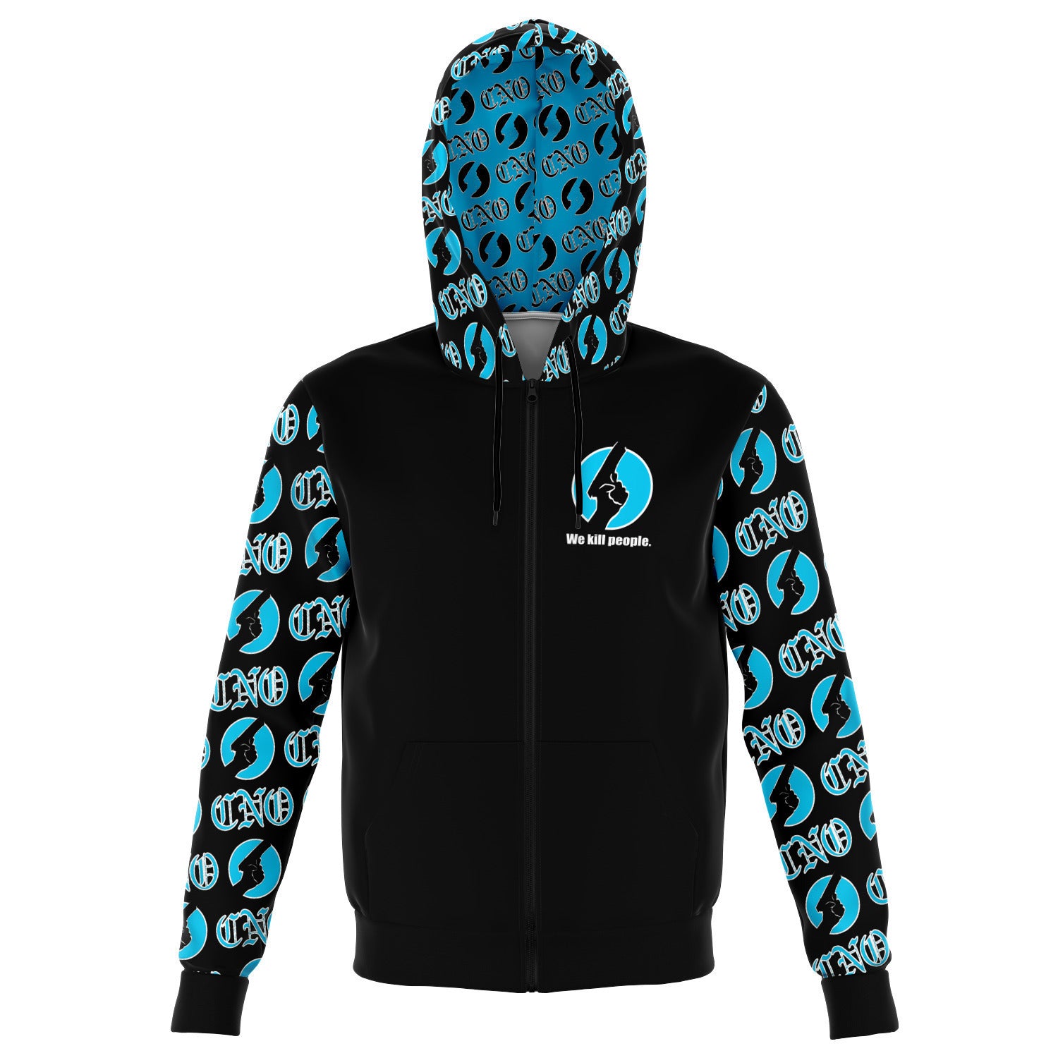 CNO Carolina Blue on Black Zip Up Hoodie