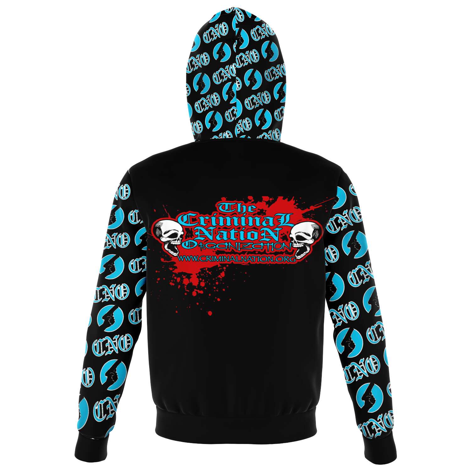 CNO Carolina Blue on Black Zip Up Hoodie