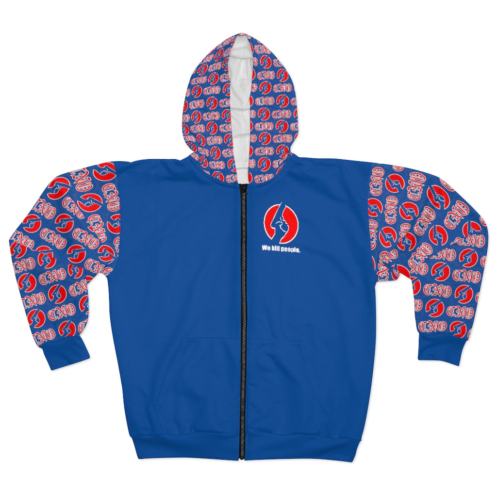 CNO Red On Blue Zip Up Hoodie