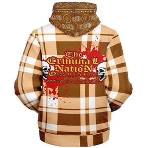 CNO Premium Plaid Fleece Lined Brown Zip Up Hoodie