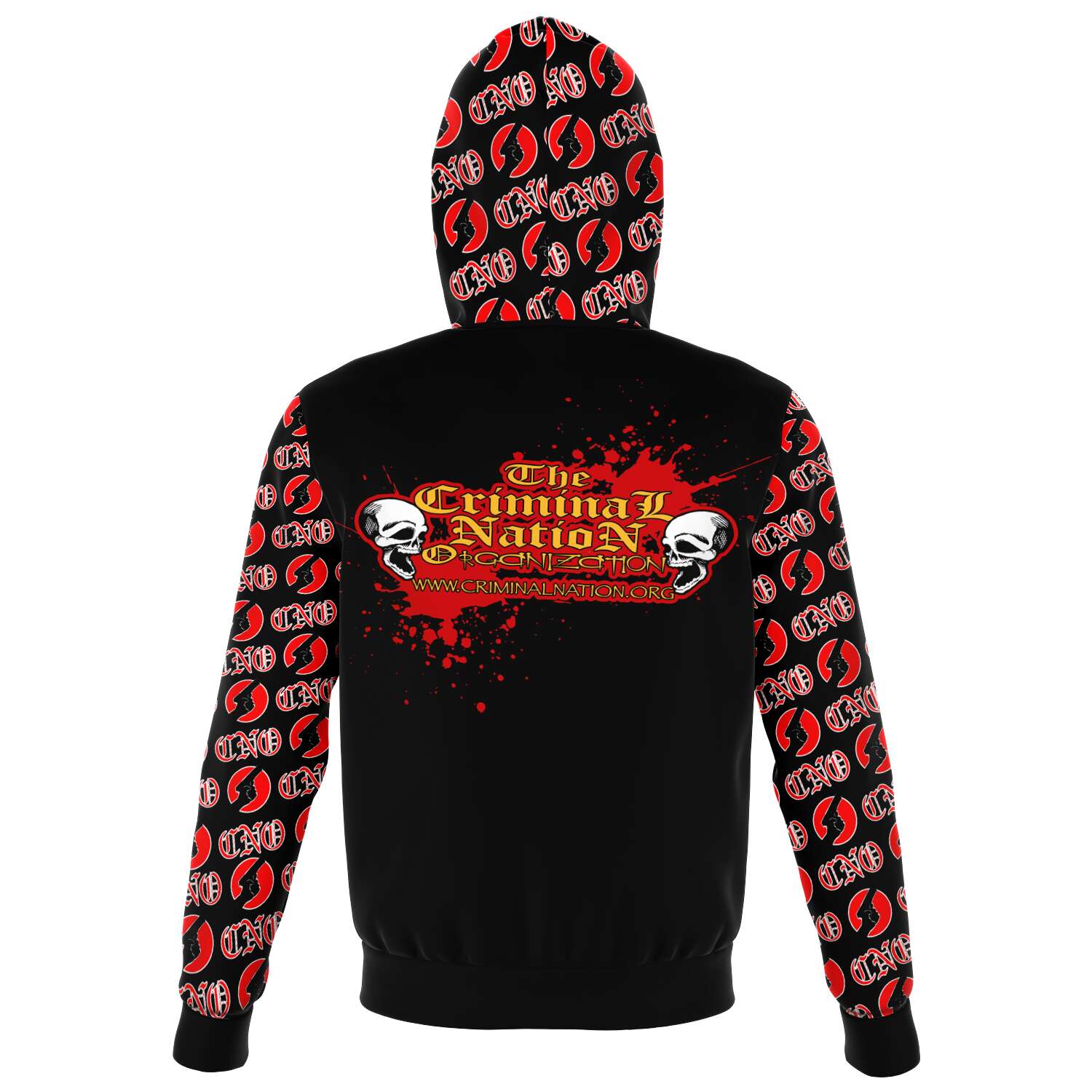 CNO Red on Black Zip Up Hoodie